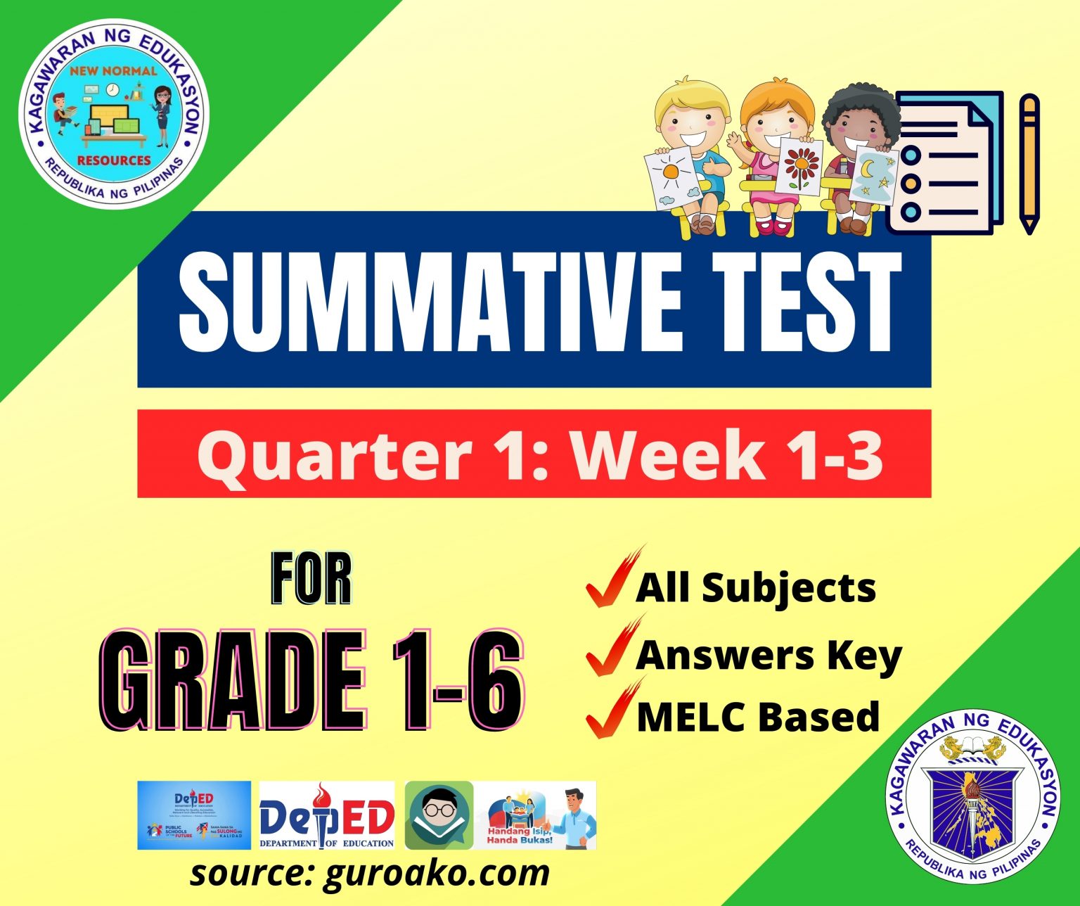 Summative Test Q1 W1 W3 Grade 1 6 Deped New Normal Resources 8244